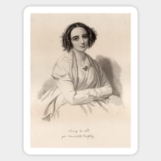 Fanny Mendelssohn | Portrait of Fanny Mendelssohn and manuscript with original signature Sticker